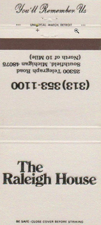 The Raleigh House - Matchbook (newer photo)